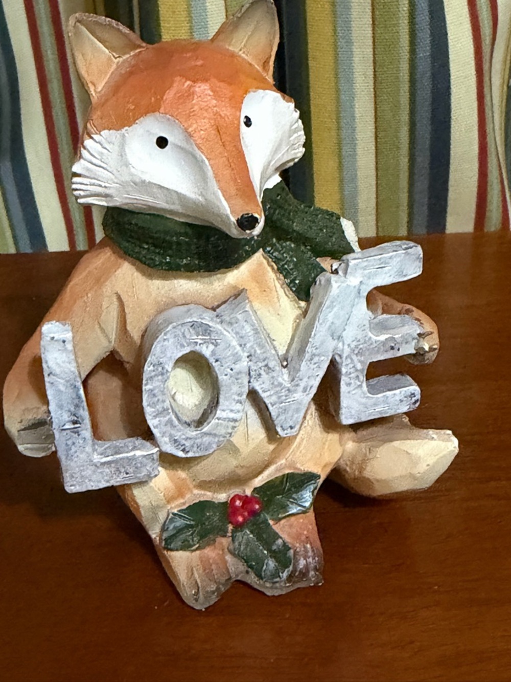 Winter Woodland Rustic Fox 'LOVE' Holiday Figurine